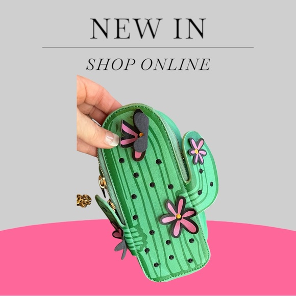 Source Unknown Handbags - Green Cactus  purple 🌺 flowered accents Crossbody Bag  NWT